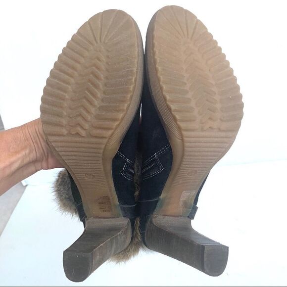 NEW MINELLI BLACK SUEDE HEELED BOOTS WITH FUR - Picture 8 of 8